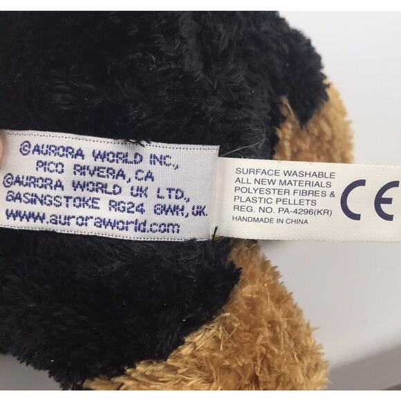 Aurora 12" Daschund Plush Black and Brown Tan Dog Stuffed Animal Toy - Picture 8 of 10